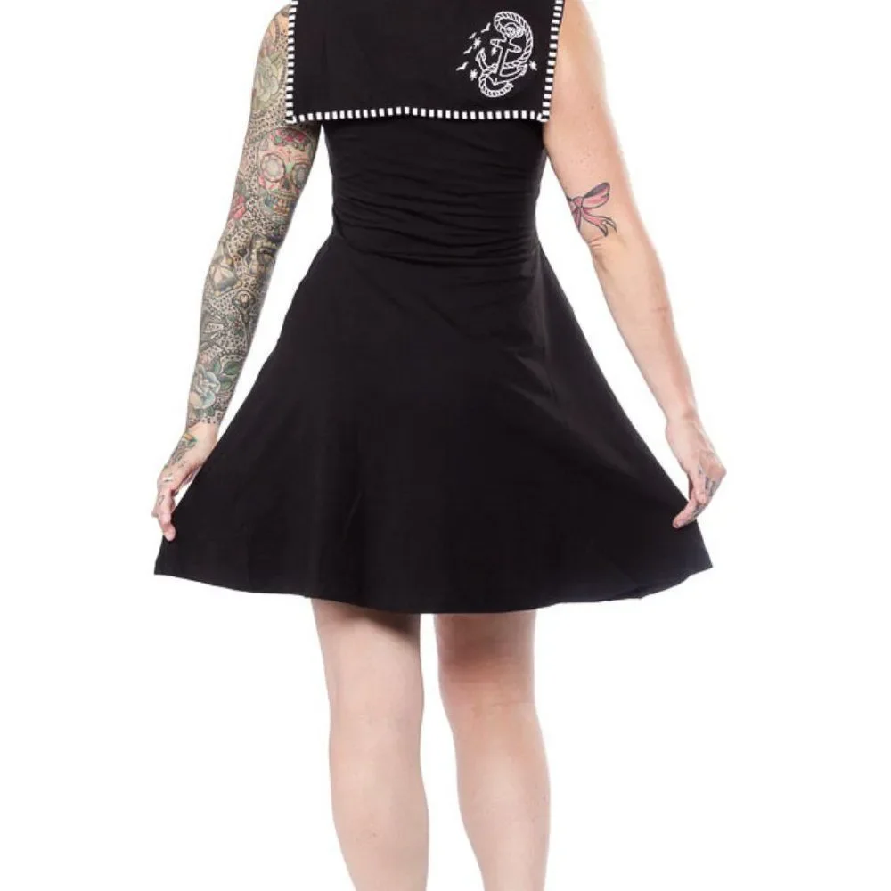 NEW Hell Bunny Medium Nautical Collared Dress - Picture 3 of 8